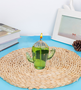 Lámpara de aceite de vidrio con forma de <span class=keywords><strong>cactus</strong></span> soplado a mano personalizada al por mayor con vela de aceite de vidrio con mecha de vidrio para decoración del hogar - Product Image 3