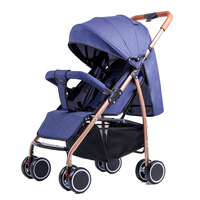 Mini poussette de tricycle portable pour bébé avec siège en lin 3-en-1 Rotation à 360 degrés Couleur rose
