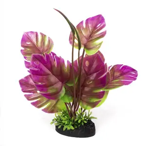 ديكورات حوض السمك كبيرة محاكاة ورقة نباتات اصطناعية زخرفة خزان الأسماك الديكور - Product Image 2