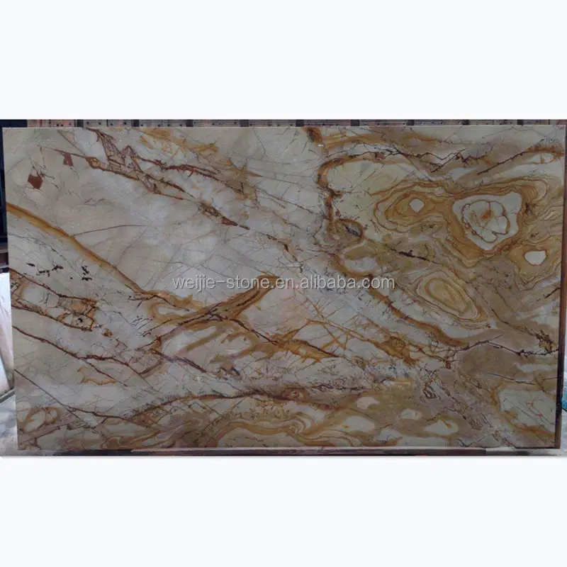 Natural Luxury Stone Roma Impression Polished Beige Slab with Gold Veins for Tiles, Panels and Countertops