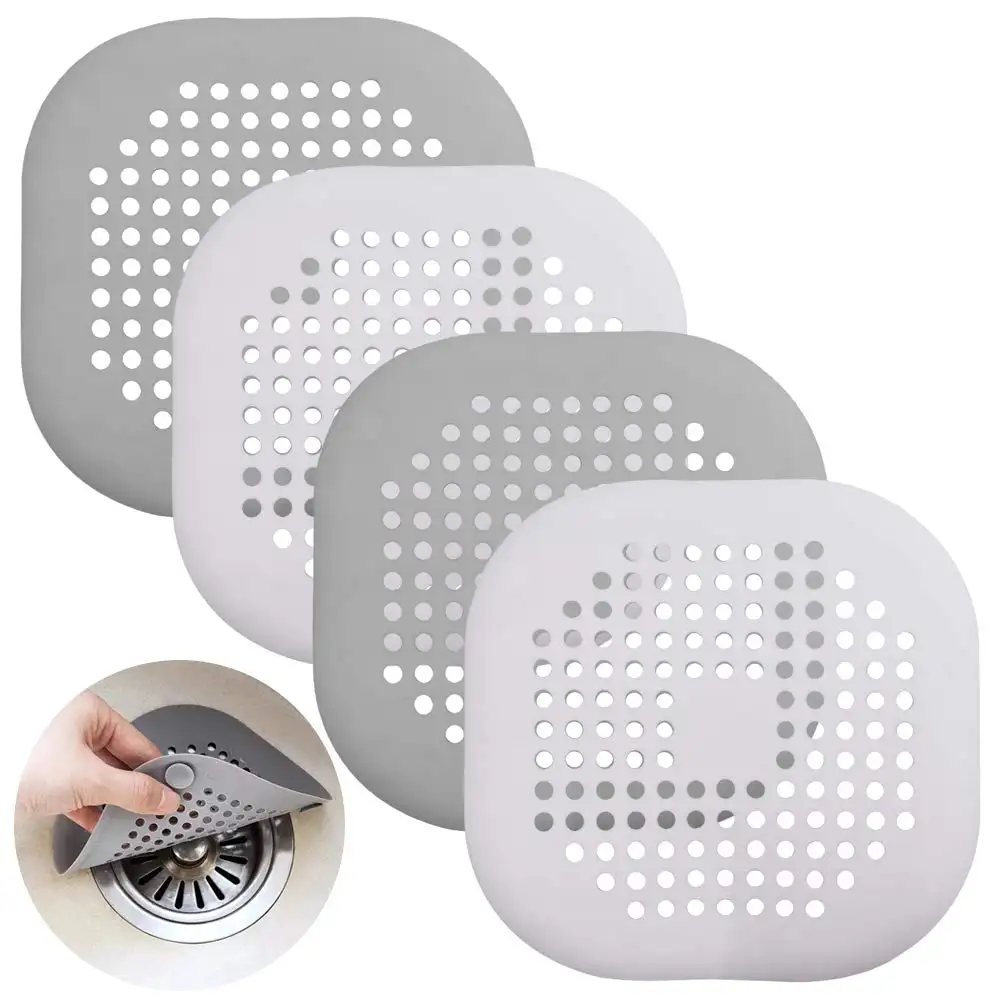 Kitchen Sink Drain Silicone Mat Protector Pad Shower Tub Drain Protector Bathroom Sink Strainer Hair Catcher