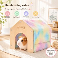 Rumah Babi Belanda, Tempat Persembunyian Guinea Pig, Kelinci Kerdil, Landak, Sarang Tidur, Warna Senada Sepanjang Musim, Bulu Hangat, Kayu, Tanpa Dasar