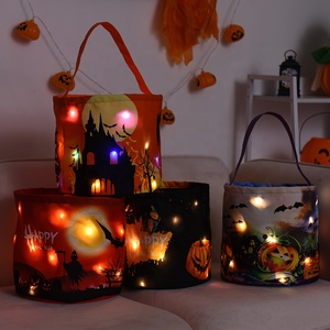 Nuevo y en Oferta: Cesta de Halloween con Luces LED, Cesta de Calabazas que Brilla en la Oscuridad, Bolsa de Regalo para Dulces de Halloween, Decoración para Fiestas - Product Image 4