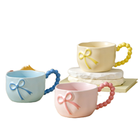 Tasse à café en céramique de porcelaine peinte à la main, style coréen, avec soucoupe, résistante au lave-vaisselle et au micro-ondes, cadeau esthétique de haute qualité