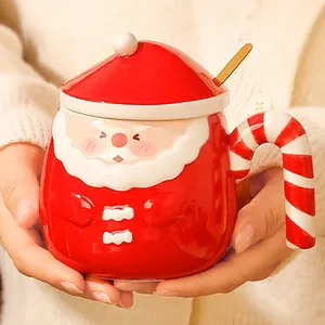 特价批发价格圣诞可爱马克杯奶茶ccoffee杯圣诞马克杯礼品套装定制陶瓷杯带盖勺子