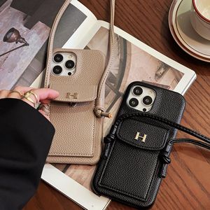Protective Case for iPhone 12 <strong>IPhone13</strong> Crossbody Card Holder With Lychee Pattern Phone Case - Product Image 2