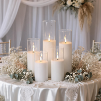 Décorations de mariage Matti : Centres de table en fleurs artificielles, décorations lumineuses de table, bougies LED pour la décoration de mariage artificielle