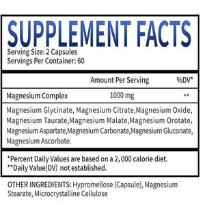 Integratori Vitaminici per Adulti a Marchio Privato, Capsule di Magnesio Glicinato 10-in-1, Complesso da 1000mg per il Supporto del Sonno e il Sollievo dallo Stress - Product Image 4
