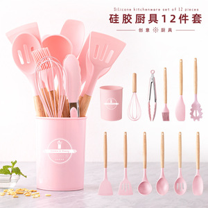 Juego de 12 utensilios de cocina al por mayor: espátulas, cucharas y utensilios perforados de silicona - Product Image 4