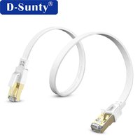 Câble Ethernet plat Cat8 en PVC D-sunty, conducteur en cuivre pur massif SFTP 30AWG, connecteur RJ45, noir et blanc, 1m-30m, automatisation
