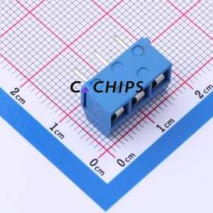 MX301R-5.0-03P-BU01-Cu-Y-A Screw Terminal Block Bent Lead Through Hole,P=5mm Connector 1x3P 5mm Blue Right Angle Insert - Product Image 2