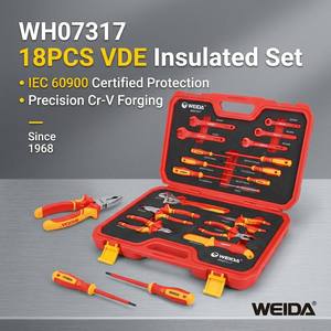 WEIDA 18PCS VDE 1000V Insulated Tool Kit IEC 60900 Certified High Voltage Electrician Repair <b>Set</b> WH07317 IEC 60900 2018 Complian - Product Image 4