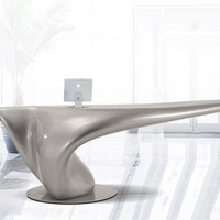 Meubles de bureau modernes, luxe léger, comptoir d'accueil en fibre de verre en forme de L, design unique pour les réceptions des immeubles de bureaux