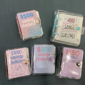 Custom 1000 Savings Challenge Soft Cover Pocket Loose Leaf Cash Envelope Money Organizer Binders Budget Planner Mini Binder