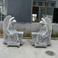 Sculpture d'ange funéraire en granit sculpté à la main, style religieux classique, taille personnalisée, pour décoration de cimetière