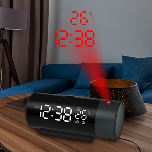 Digital Projection Alarm <strong>Clock</strong> with Temperature 180 Rotation USB Electronic Table Bedroom <strong>Bedside</strong> 3D Wall Snooze Alarm <strong>Clock</strong> - Product Image 3
