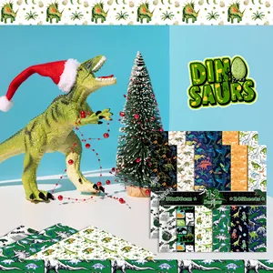 Papel de álbum de recortes de dinosaurio WW099, papel artesanal decorativo DIY para envolver regalos, suministros para fiestas temáticas jurásicas