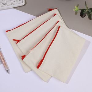 Wholesale Cotton Canvas Zipper Pouch Custom Logo Printed Pencil <b>Case</b> in Fashion Style Water Resistant Various Colors Available - Product Image 5