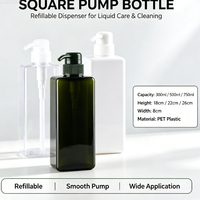 Flacon pompe pour gel douche, flacon en plastique carré, flacon de lotion PETG 650 ml, flacon de désinfectant pour les mains, pour cosmétiques