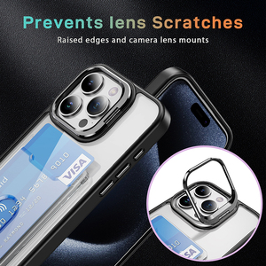 <span class=keywords><strong>IPhone</strong></span> 15 Pro Max Slim Fit TPU lai Acrylic trường hợp điện thoại rõ ràng trường hợp chủ thẻ đứng khe cắm thẻ 2 1 Wallet trường hợp đối với iphones15 - Product Image 2