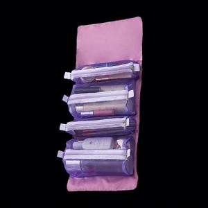 Trousse de toilette portable de grande capacité, trousse à cosmétiques de voyage en maille, sac de rangement détachable - Product Image 3