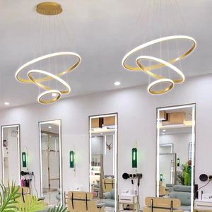 โคมไฟเพดาน LED ทรงกลม 3 วง รุ่นโมเดิร์น สีทอง อะลูมิเนียม ปรับความสูงได้ พร้อมรีโมทคอนโทรล แสงวอร์มไวท์ 3500K - Product Image 3