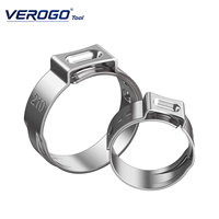 VEROGO Collier de serrage à oreille unique en acier inoxydable 304, 5.3-6.5mm 7.0-8.7mm, pince de fixation sans vis sans fin pour tubes d'eau, d'huile et de gaz