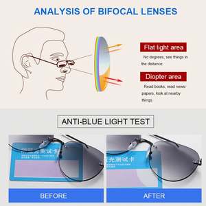 Lunettes de soleil de lecture bifocales sans monture UV400, double vision (loin/près), style pilote, pour hommes et femmes, vente en gros - Product Image 4