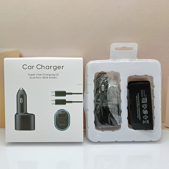 Type-c Adapter USB-C Original PD 45W 15W Dual USB Adaptive for Samsung Fast Charger S23 S20 S22 Ultra Z Fold 2 3 4 Car Charger