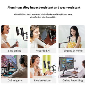 Soporte de micrófono de escritorio ajustable con base de hierro fundido condensador de estudio rápido para ESTACIÓN DE Radio <span class=keywords><strong>Podcast</strong></span> rotación de 360 grados - Product Image 3