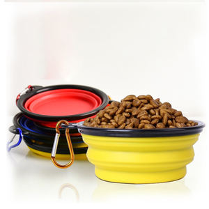 Lynpet özel taşınabilir seyahat hayvan mama kabı lüks katlanabilir silikon katlanabilir köpek besleme & su kasesi yuvarlak şekil - Product Image 3