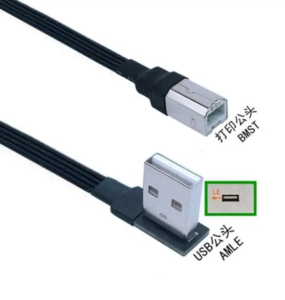 Usb Cable Type B Flex Thin Flat Custom 90 Degree Right Left Up Down Angle Micro USB B C Extension FPC Ribbon Cable