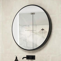 Nouveau miroir mural rond décoratif en verre écologique incassable de conception luxueuse avec cadre en alliage d'aluminium brossé Jiayun