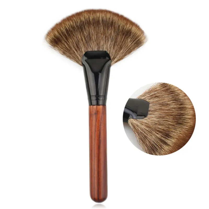 1 Pcs Large Fan Makeup Brush Professional Face Highlighting Powder Brush Contouring Bronzer Brushとリスの毛