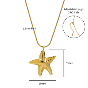 Collar con Colgante de Estrella Chapado en Oro 304 316, Cadena de Serpiente de Aleación de 30 mm, Joyería Unisex Informal para Uso Diario - Product Image 1