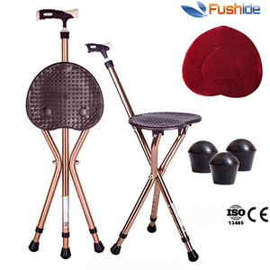 عصا مشي قابلة للطي 4 في 1 مع كرسي قابل للتعديل، عصا مشي مع مقعد من الألومنيوم تتحمل وزن 300 رطل للمسنين ومنتجات رعاية كبار السن - Product Image 2