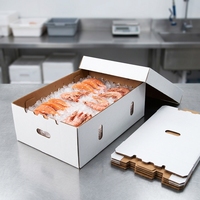 Boîtes ondulées imperméables imprégnées de cire de qualité alimentaire avec poignée, impression quadricolore pour fruits de mer, légumes et fruits surgelés