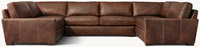 Canapé design de luxe Meubles de salon d'intérieur Canapé en cuir marron Divans en forme de U