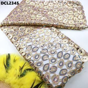 Tissu africain en dentelle guipure 2024 Dernières broderies nigérianes à sequins pour la couture de robes de <span class=keywords><strong>mariage</strong></span> pour femmes DCL2350 - Product Image 4