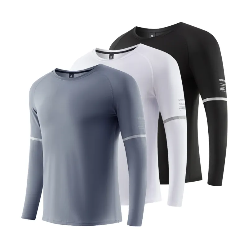 Long Sleeve Gym Polyester Round Neck Casual Graphic Running Plain Custom Logo Printed Oversized Tshirt T Shirt Men'S T-Shirts