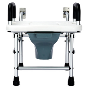 Siège de toilette mural convertible avec accoudoirs réglables en alliage d'aluminium pour personnes âgées et femmes enceintes - Product Image 2