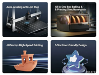 Impresora 3D Multicolor Anycubic Kobra 3 Max con Tecnología FDM Nativa de Cuatro Colores, Impresora 3D Estéreo de Alta Velocidad para Escritorio, Ideal para Proyectos de Bricolaje en Casa Anycubic