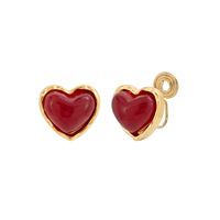 Pendientes de Clip con Forma de Corazón Rojo, Delicados, Dorados, para Uso Diario, Sin Perforación, para Mujer, Última Moda en Joyería, Regalo