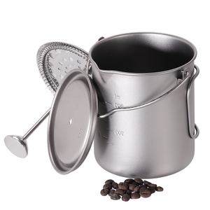 Cafetera de titanio con prensa francesa y tapa, taza de calor rápido para exteriores, utensilios de cocina para turismo, senderismo, Picnic, 750ML - Product Image 1