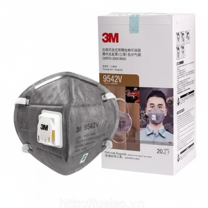 หน้ากาก3M 9542V แบบใช้แล้วทิ้งวาล์วหายใจออกการไหลเย็น P2การป้องกันมาตรฐานสำหรับอนุภาคของแข็งหมอกสำหรับบดเหมือง - Product Image 1