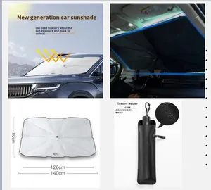 مظلة أمامية للسيارة قابلة للطي ثلاثية الأجزاء، عصرية، يدوية، من أنابيب الحديد، عازلة للحرارة، واقية من الشمس، متكاملة للسفر، للبيع بالجملة - Product Image 6