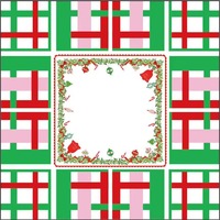 Tapete de Mahjong Americano Preimpreso con Diseño Navideño de Pajaritos y Cuadros