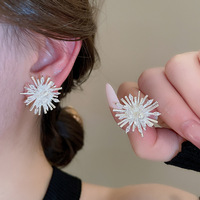 Boucles d'oreilles clous en forme de feu d'artifice, incrustées de diamants, avec goutte d'huile et aiguille en argent, exquises, élégantes, à la mode, pour femmes, vente en gros d'usine