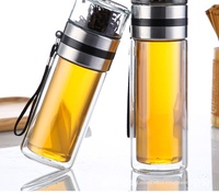 Tasse à thé en verre à double paroi Zeyu, conception OEM personnalisée, infuseur en acier inoxydable, bouteille d'eau en verre borosilicate avec boîte