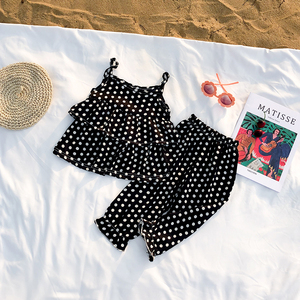 Cheap Clothing Wholesale Summer Sweet Girl with Polka Dot Pattern Chiffon Sleeveless <b>Suspender</b> Multi-layer Top and Elastic - Product Image 2